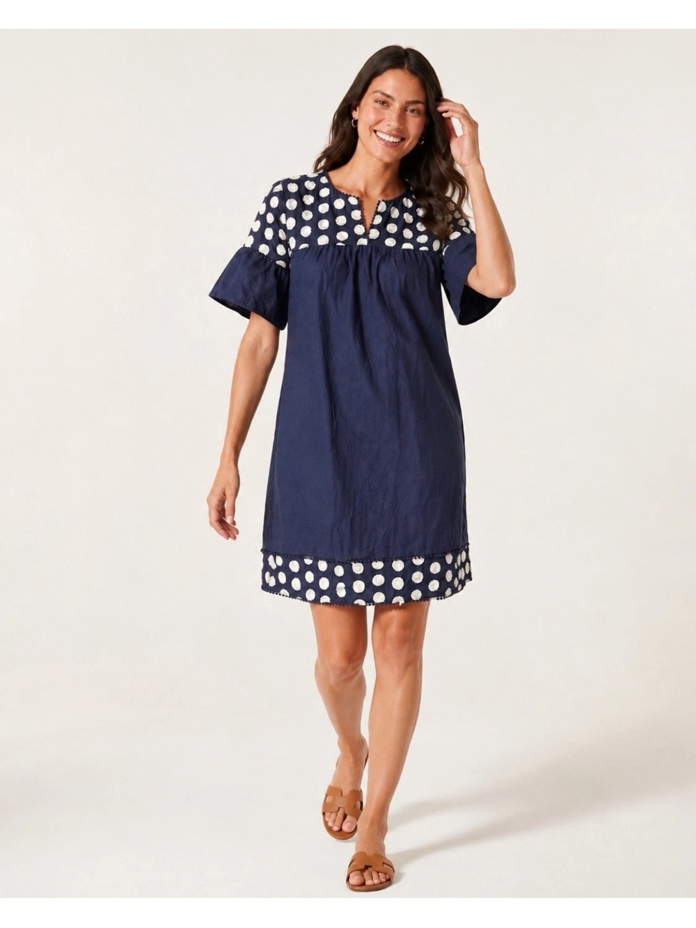 J. Crew Navy and White Polka Dot Swim Coverup